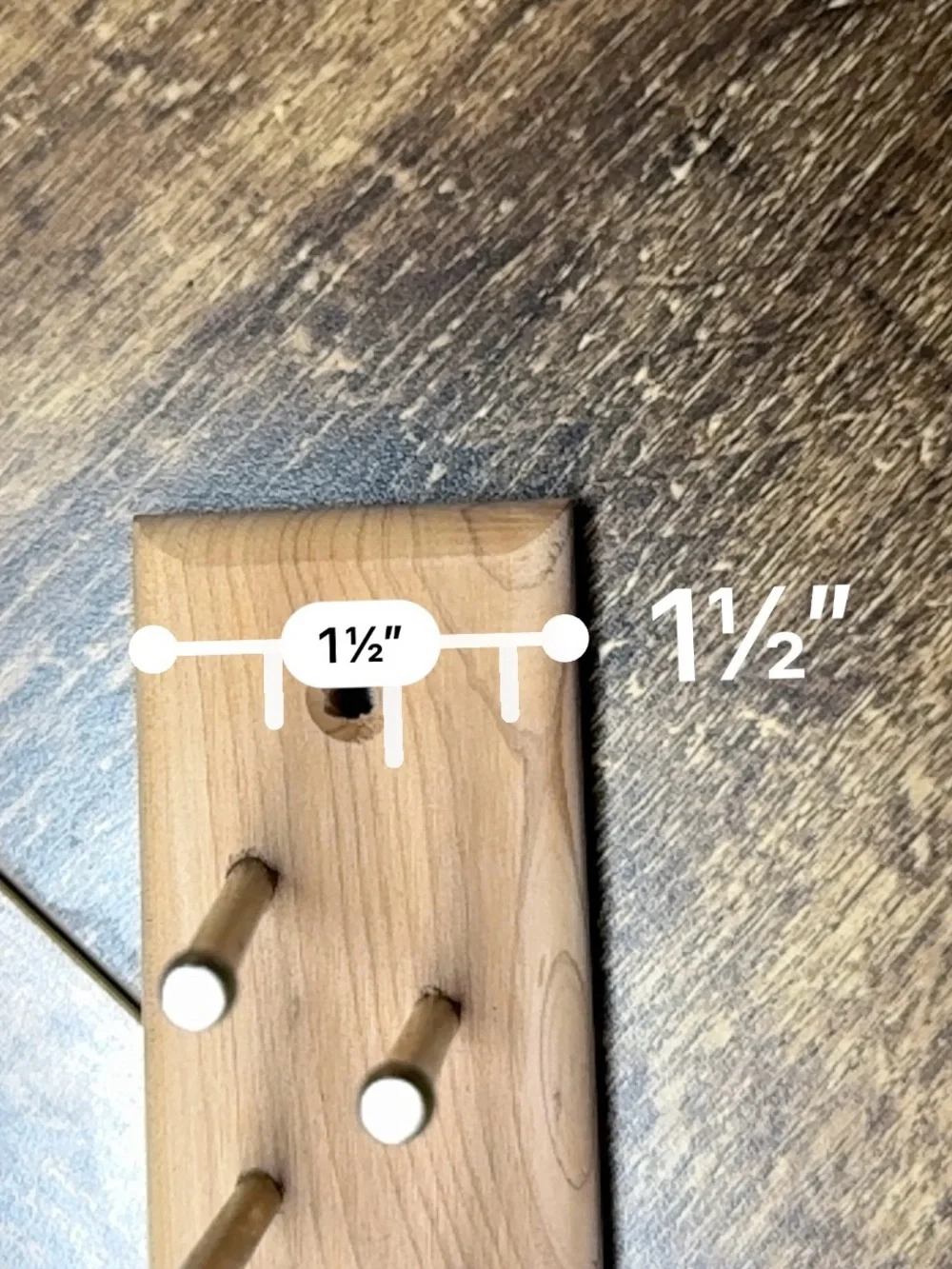 Brass Peg Wall Rack in Natural Wood